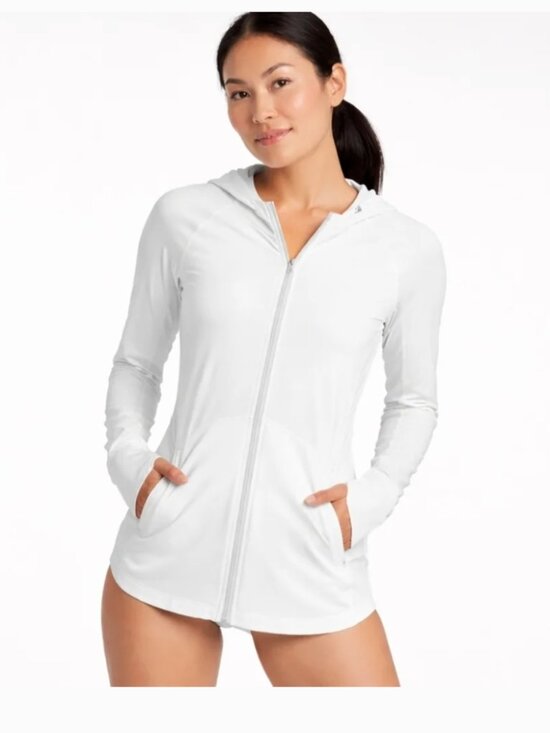 Athleta Other - ATHLETA Baja UPF Hoodie Sun Jacket Swim Cover Up White Small